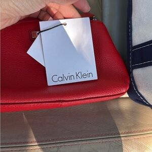 Calvin Klein Red makeup bag NWT